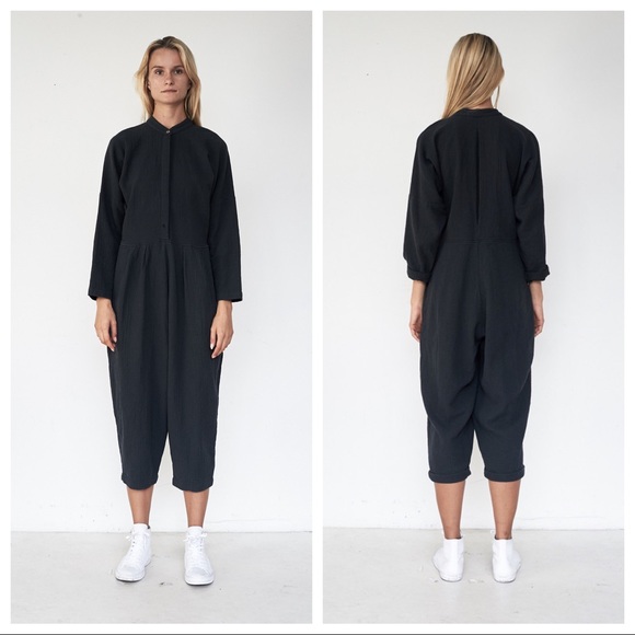 Black Crane Pants - Black Crane Quilted Jumpsuit